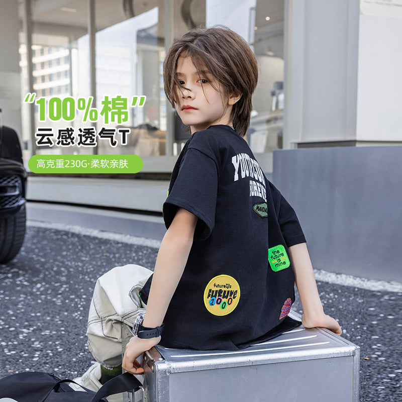 Heavy Craft Label Design Cotton Tee for Boys