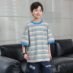 Boys 3D Striped Quick-Dry Short Sleeve T-Shirts