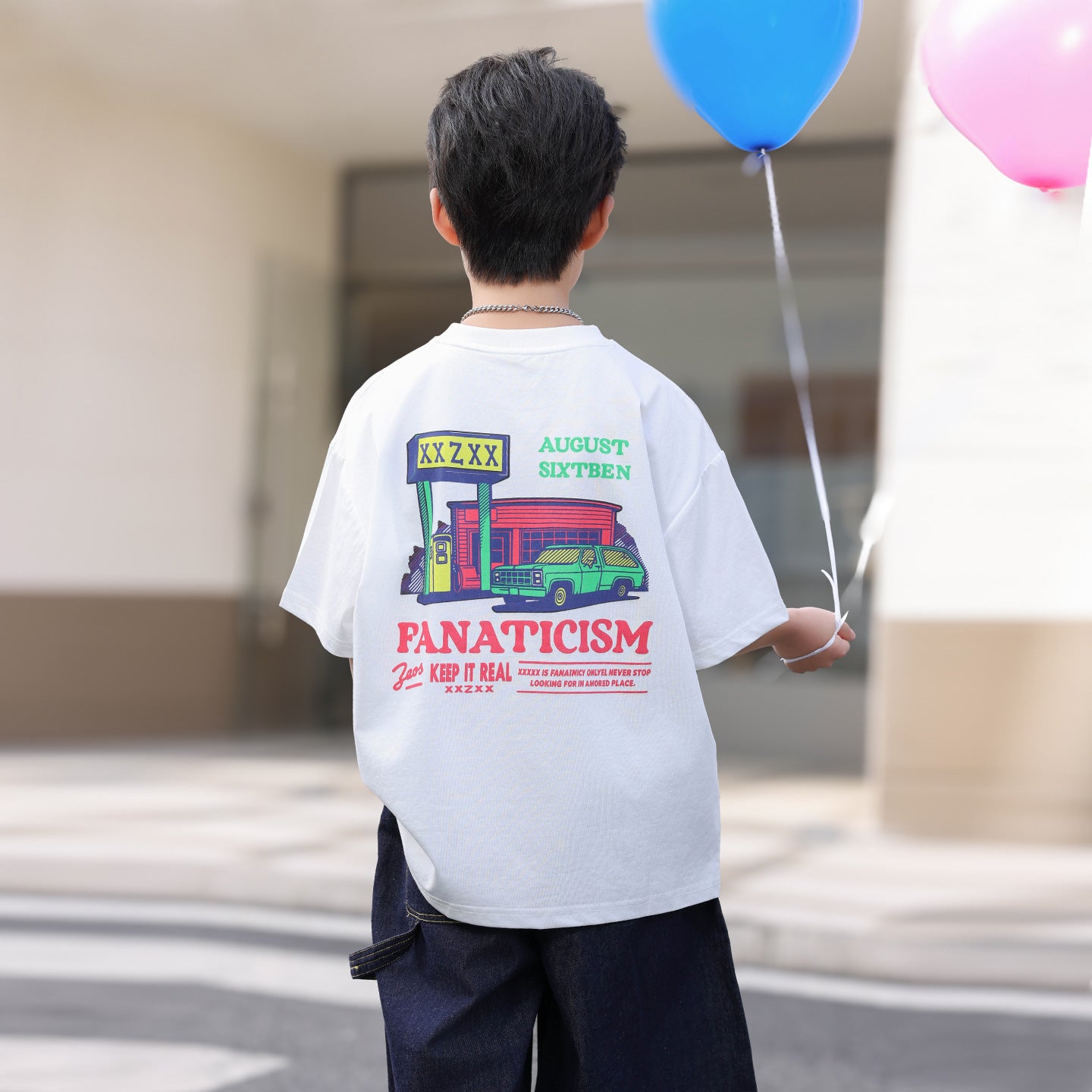 Boys' Lightweight Short-Sleeve T-Shirt with Car Print