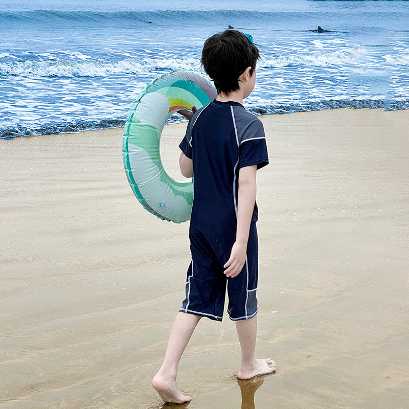 Boys' sunscreen one-piece swimsuit UPF50 + 7A antibacterial