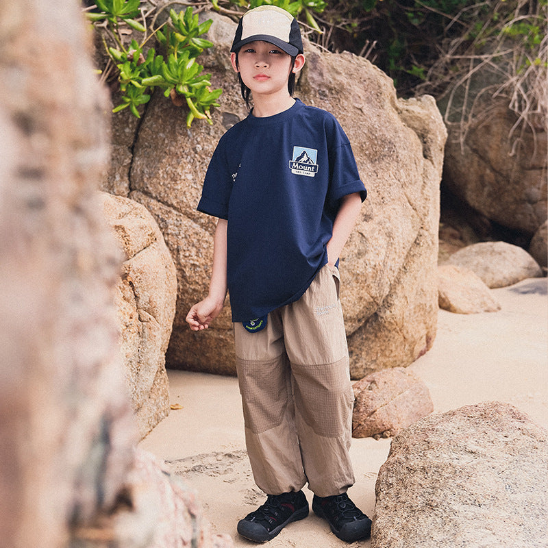 Boys' Mountain Style Plaid-Spliced Jogger Pants