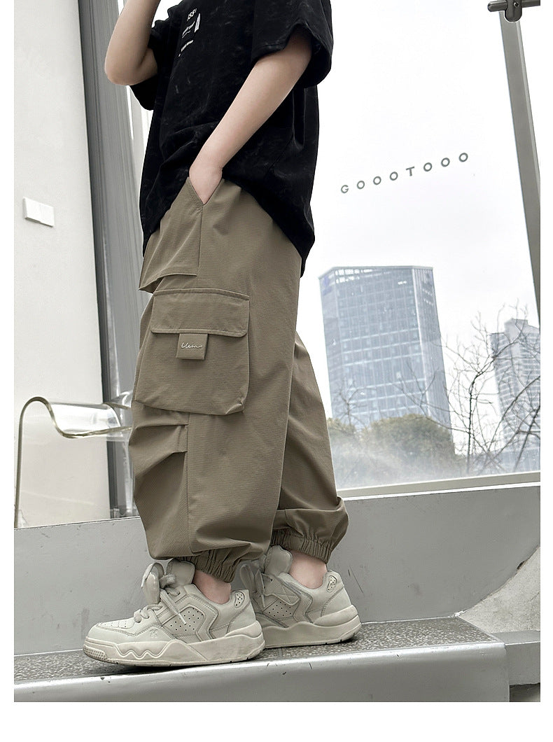 Summer Lightweight Quick-Drying Sports Cargo Pants for Kids