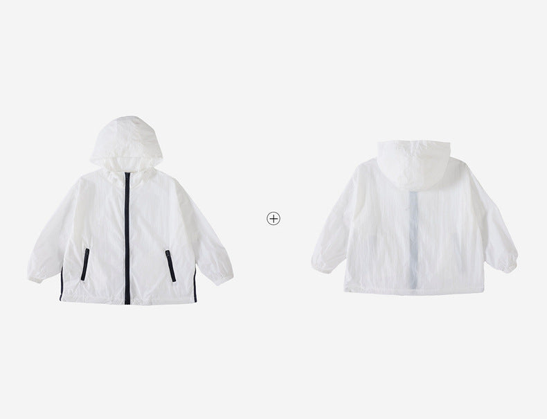 UPF50+ Lightweight, Breathable White Sun-Protection Jacket for Kids