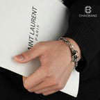 Black Diamond-Style Stone-Accented Titanium Steel Bracelet