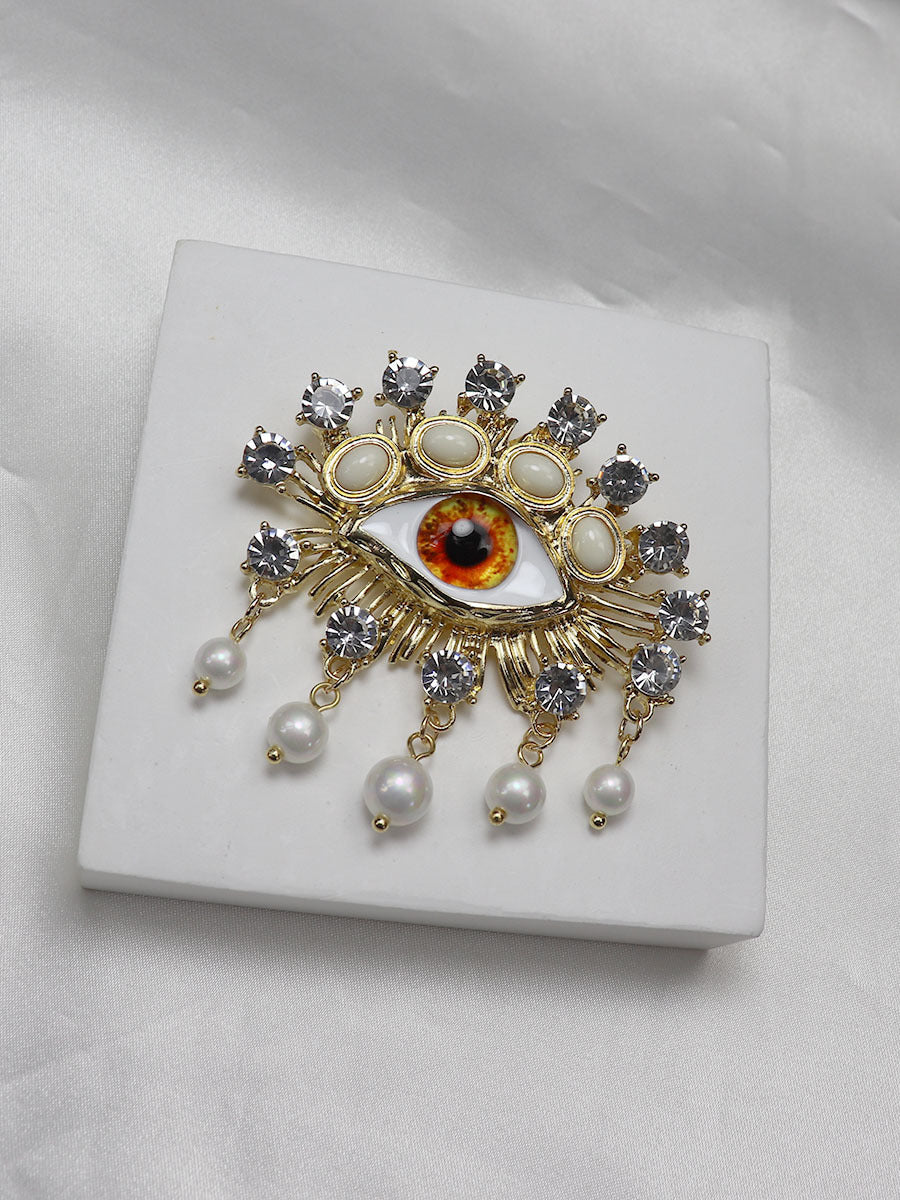 Baroque Pearl Evil Eye Brooch