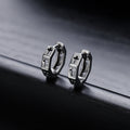 Unisex Titanium Steel Hoop Earrings with Cut-out Cross and Hexagonal Design
