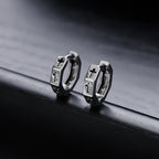 Unisex Titanium Steel Hoop Earrings with Cut-out Cross and Hexagonal Design