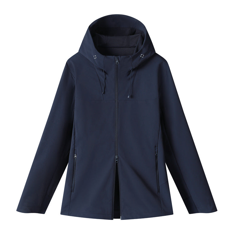 WENHOUU Women Heat‑Sealed Softshell Jacket Windproof Water‑Repellent Hooded Outdoor Coat