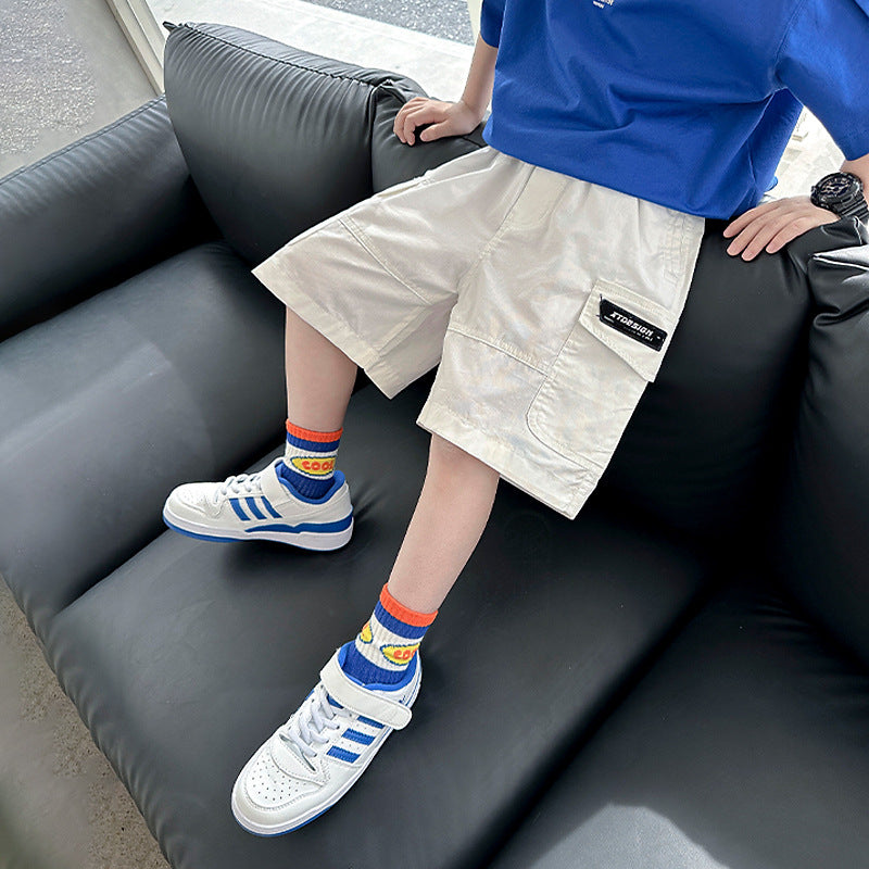 Boys' Summer White Cargo Shorts Kids' Casual Shorts