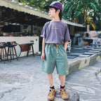 Mountain-Style Solid Color Cargo Shorts with Belt