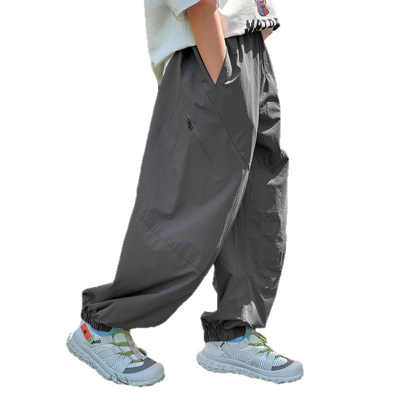 Summer Boys' Sports Pants - Thin, Breathable, and Quick-Drying