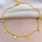 Evil Eye Diamond-Studded Titanium Steel Minimalist Anklet