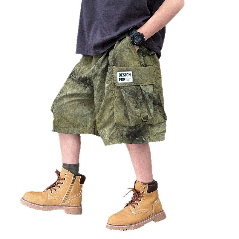 Boys Summer Thin Quick Dry Cargo 5" Shorts
