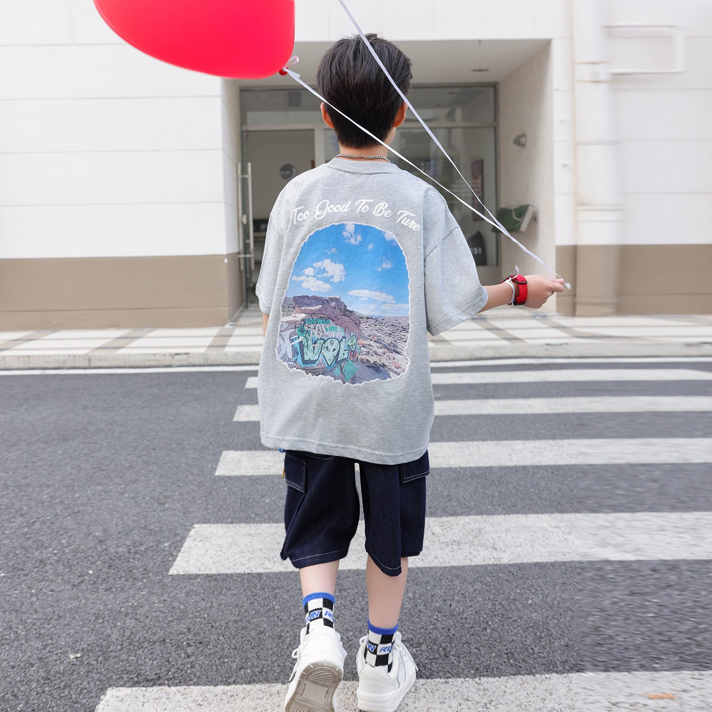 Boys Front Pocket Print Casual T-Shirt