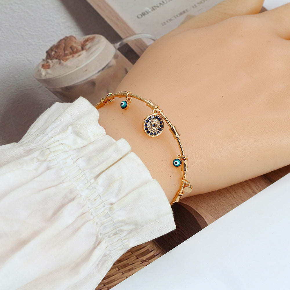 Evil Eye Bracelet for Women with Dripping Turquoise Eyes