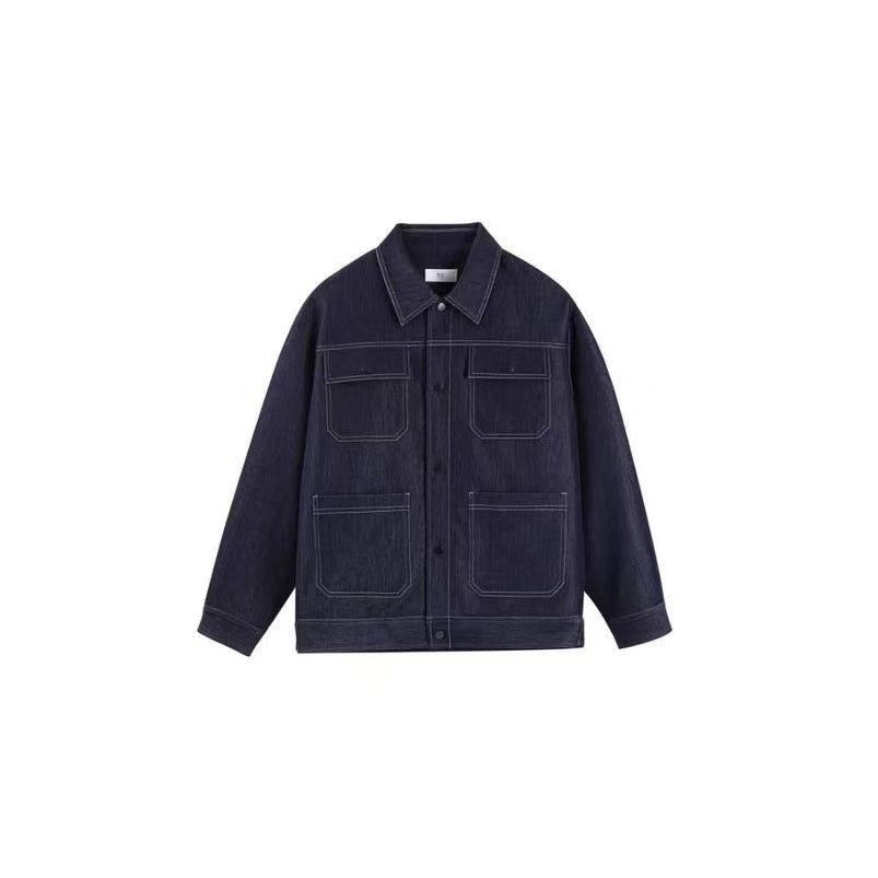 Autumn new light luxury lapel simple men's and women's denim jacket jacket loose fashion versatile casual