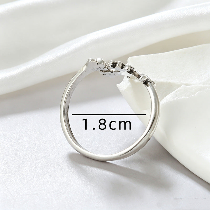 Hip-hop retro cross flower ring, punk style adjustable