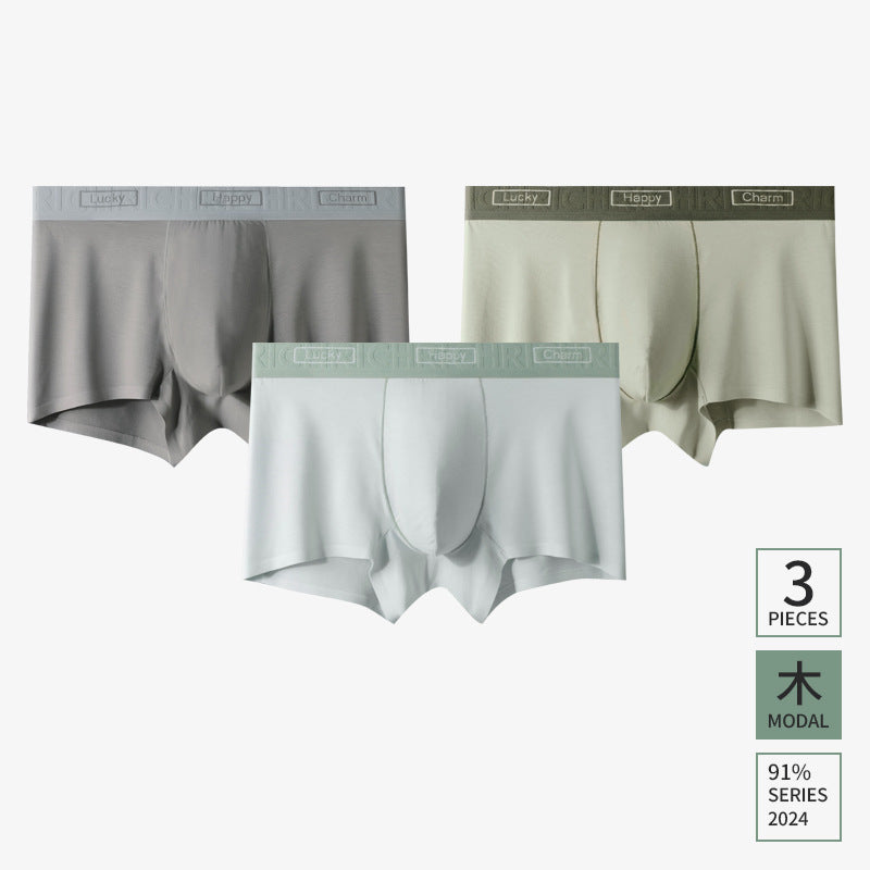 Men's Lenzing Modal underwear 7A pure cotton bacteriostatic crotch, breathable at mid-waist, flat-angle design