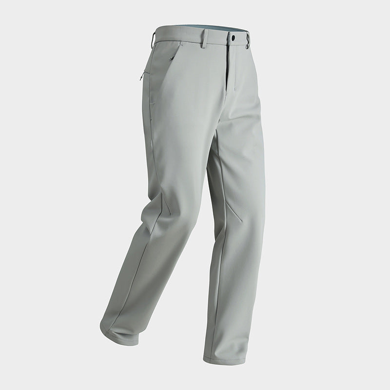 Men Women Stretch Softshell Pants, Wool‑Lined Warm Business Casual Straight‑Leg Trousers