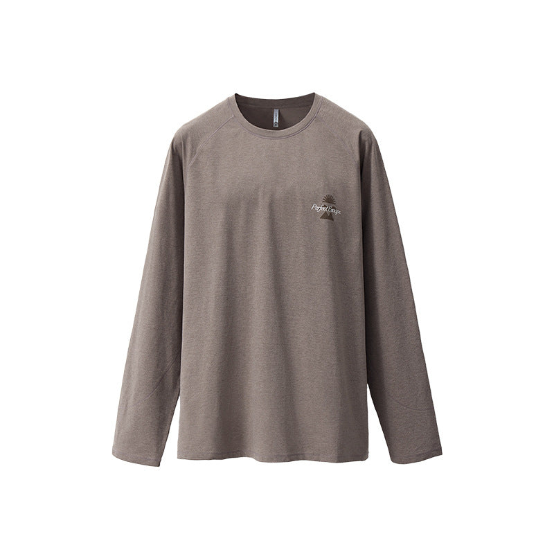 Color-block raglan-sleeve printed long-sleeve sports T-shirt