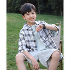 Boys' short-sleeve plaid shirt 100% cotton