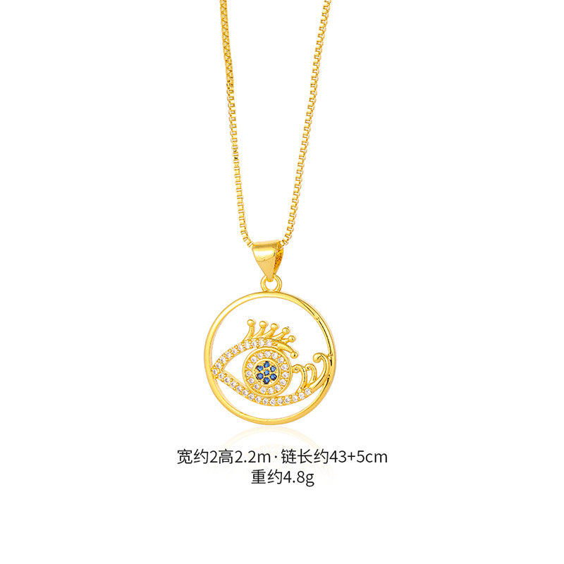 Evil Eye Necklace, Colorfast, Summer Oil-Drip Pendant