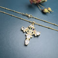 Zircon Evil Eye Cross Pendant Necklace