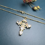 Zircon Evil Eye Cross Pendant Necklace