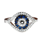 Copper Ring with Full Pavé Zircon and Evil Eye Design