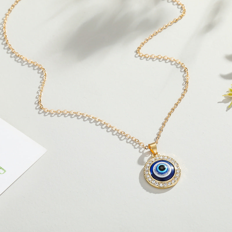 Crystal Evil Eye Pendant Necklace