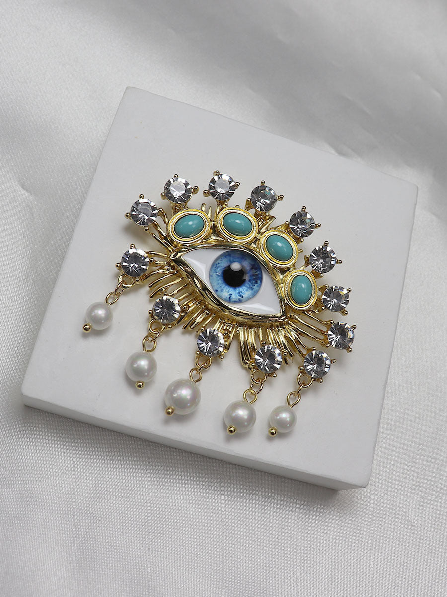 Baroque Pearl Evil Eye Brooch