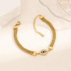 18K gold-plated zircon evil eye bracelet stainless steel jewelry