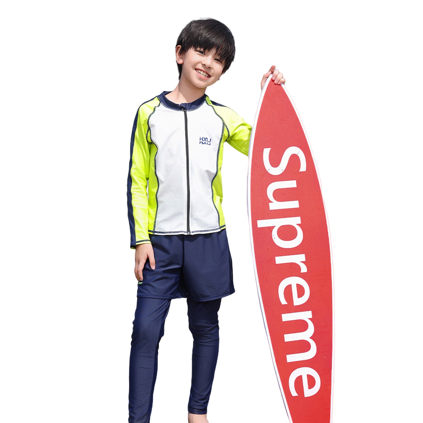 Boys UPF50+ 2-Piece Swimsuit, 7A Antibacterial Quick Dry Rash Guard