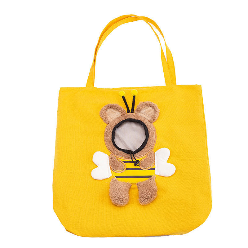 Cute Bee‑Shaped Pet Shoulder Bag, Head‑Out Design Single‑Shoulder Pet Carrier for Outdoor Travel