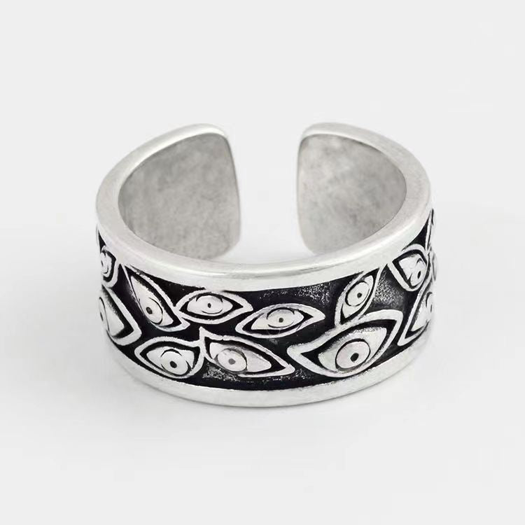 Evil Eye Ring with Adjustable Open Band