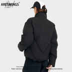 American-Style Winter Solid Color Puffer Jacket Unisex Thickened Loose Fit Couple Coat