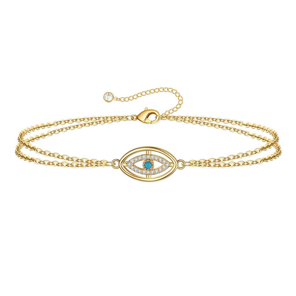 18K Gold Plated Stainless Steel Devil's Eye Bracelet Women Zircon Turquoise Fashion Jewelry