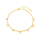 Trendy zircon evil eye anklet, colorfast