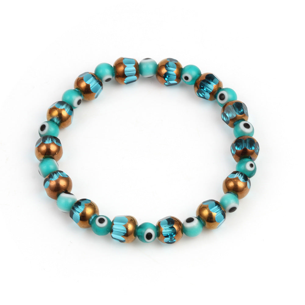 Evil Eye Crystal Bracelet with Blue Beads