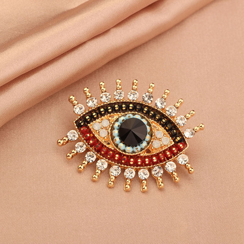 Diamond-encrusted Evil Eye Brooch