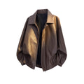 Chaqueta de cuero estilo motero retro marrón americana de otoño 2025 - Estilo granero para hombre, vanguardista y elegante