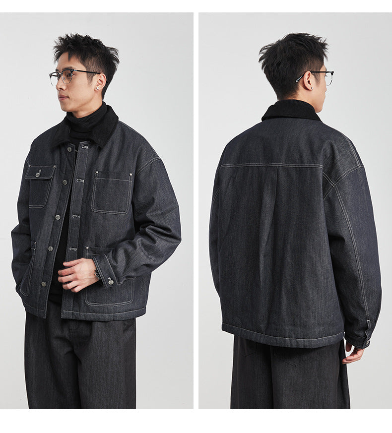 90% White Duck Down Denim Jacket - Men's Winter American Retro Warm Stylish Versatile