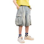 Boys' Soft Denim Cargo Shorts Large Pockets