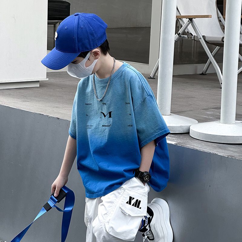 Gradient Trendy Short Sleeve Heavy Cotton Tee