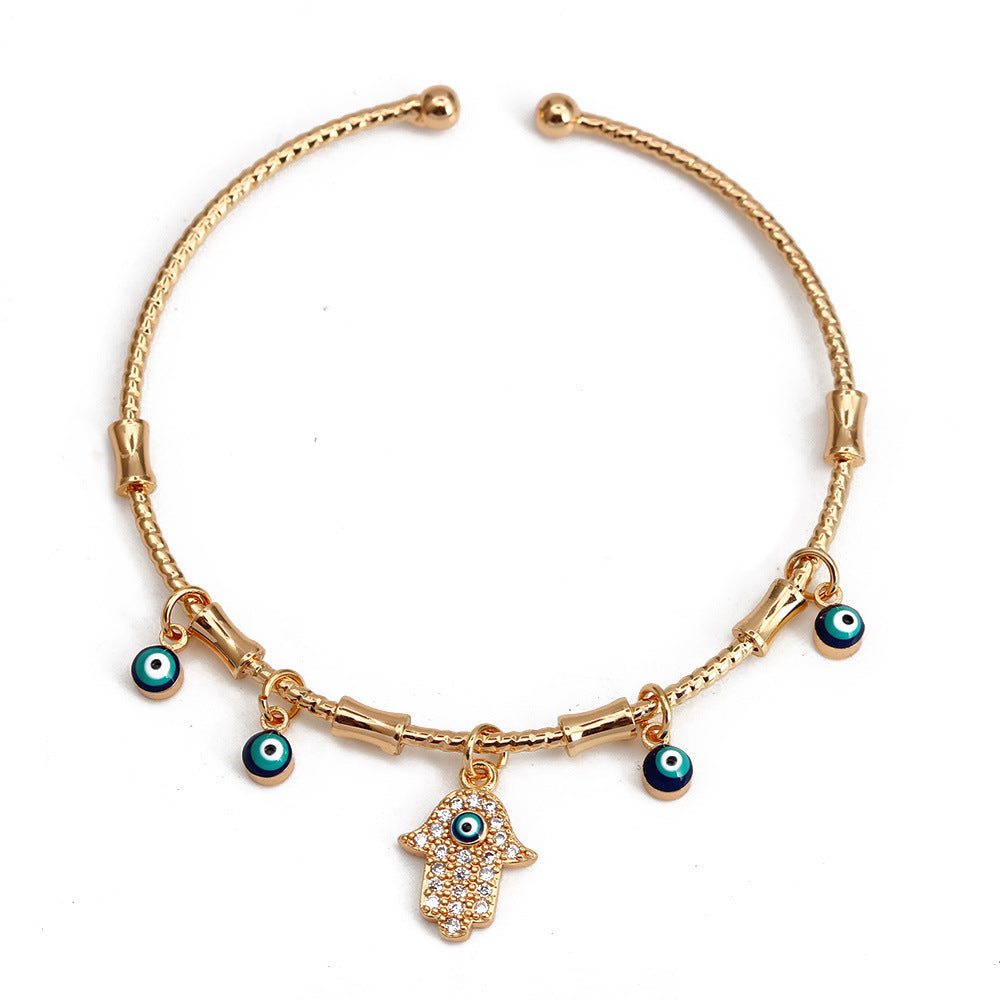 Evil Eye Bracelet for Women with Dripping Turquoise Eyes