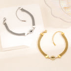 18K gold-plated zircon evil eye bracelet stainless steel jewelry