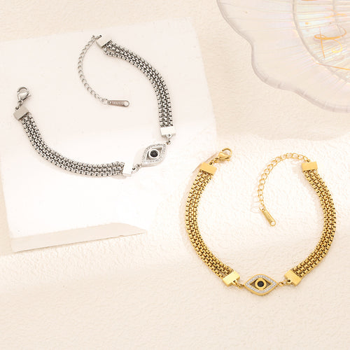 18K gold-plated zircon evil eye bracelet stainless steel jewelry
