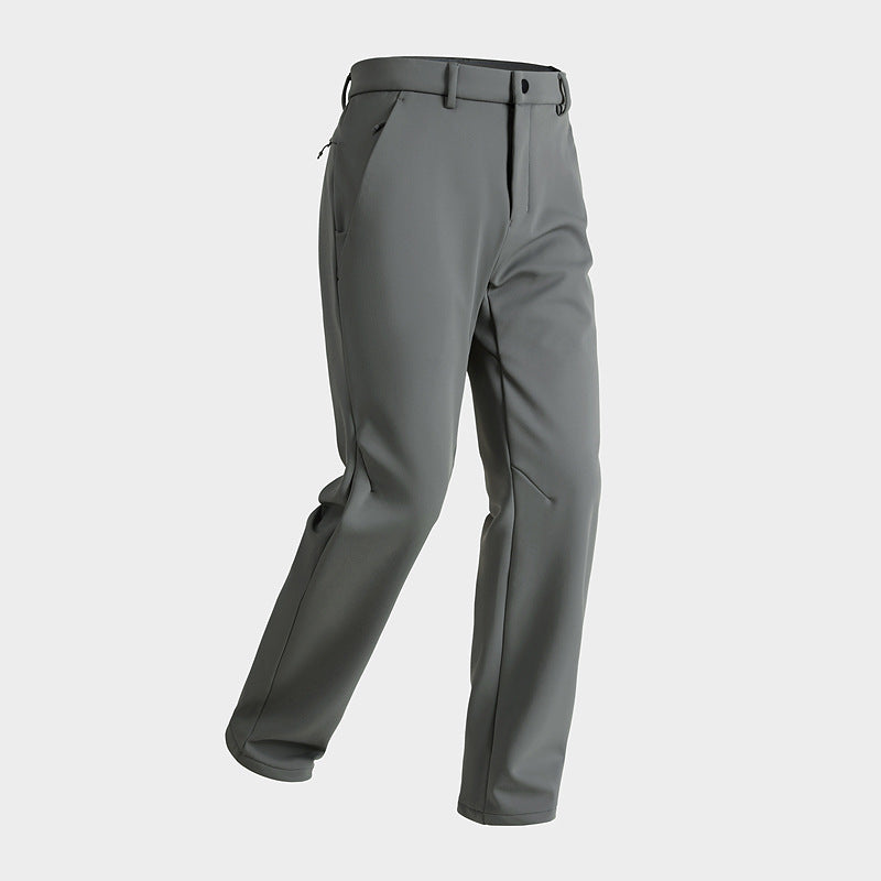 Men Women Stretch Softshell Pants, Wool‑Lined Warm Business Casual Straight‑Leg Trousers