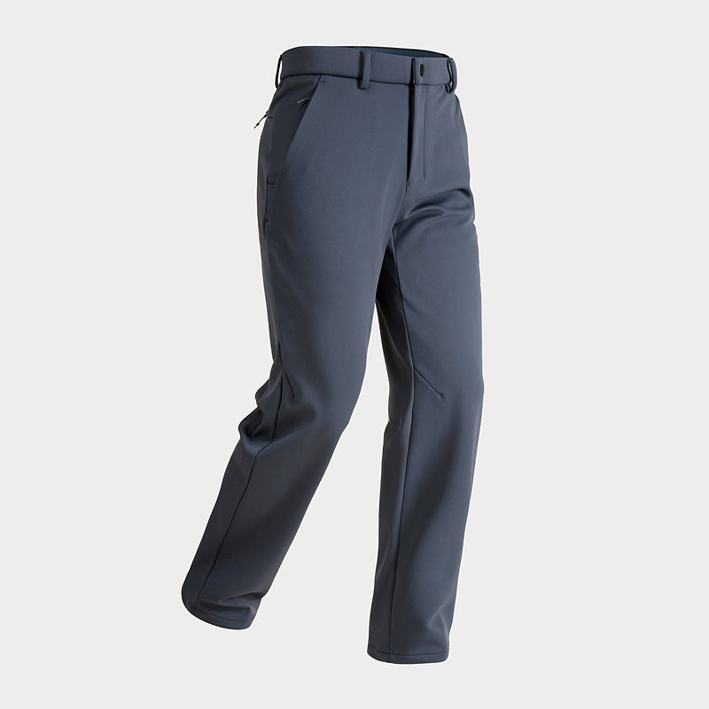Men Women Stretch Softshell Pants, Wool‑Lined Warm Business Casual Straight‑Leg Trousers