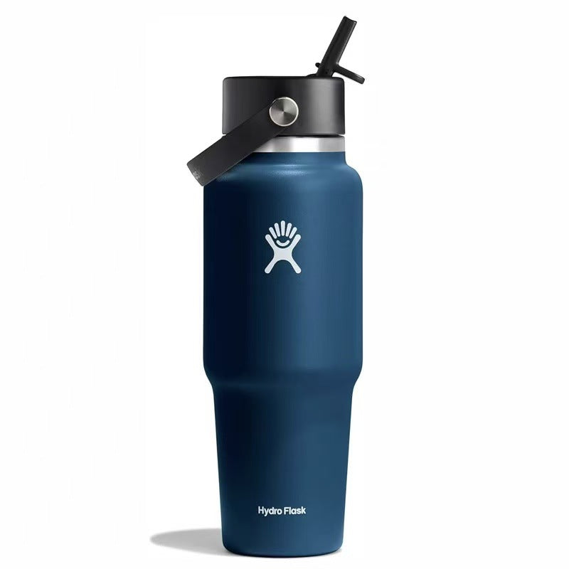 Hydro Flask Large‑Capacity 304 Stainless Steel Vacuum Insulated Tumbler with Carry Handle & Straw Lid for Sports Outdoor